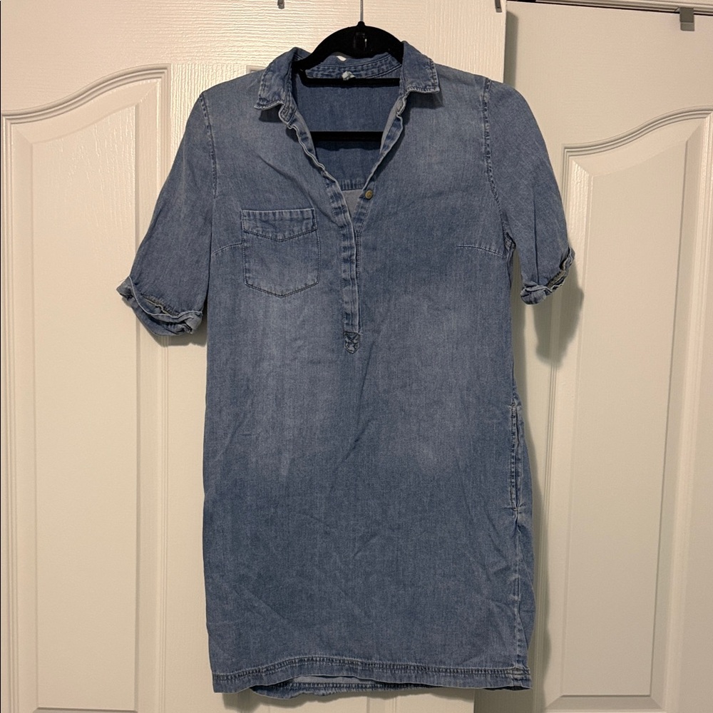 Stradivarius Light Blue Denim Mini Dress